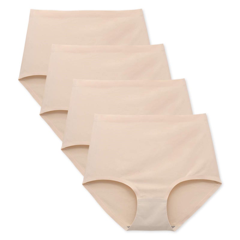 FallSweet No Show High Waist Briefs Underwear for Women Seamless Panties Multi Pack (Beigeï¼ˆ4 Pack), L - Image 1